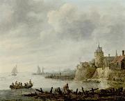 Jan van  Goyen River Scene with a Fortified Shore France oil painting artist